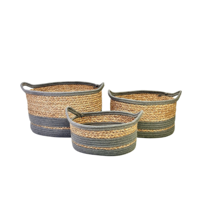SET X3 CANASTOS JUNCO NATURAL Y GRIS 15X20X25 