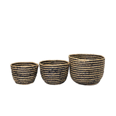 SET X3 CANASTOS SEAGRASS NEGRO Y NATURAL 13X15X20