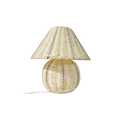 VELADOR RATTAN ESTRUCTURA NEGRA  30X32CM